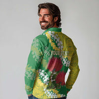 Personalized Leilehua Hawaii High School Long Sleeve Polo Shirt Puakenikeni Lei Hawaiian Pattern - Polynesian Pride