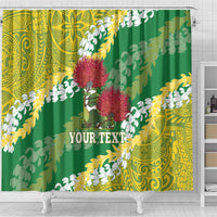 Personalized Leilehua Hawaii High School Shower Curtain Puakenikeni Lei Hawaiian Pattern - Polynesian Pride