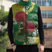 Personalized Leilehua Hawaii High School Sleeveless Puffer Jacket Puakenikeni Lei Hawaiian Pattern - Polynesian Pride
