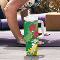 Personalized Leilehua Hawaii High School Tumbler With Handle Puakenikeni Lei Hawaiian Pattern - Polynesian Pride