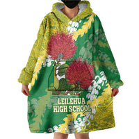 Personalized Leilehua Hawaii High School Wearable Blanket Hoodie Puakenikeni Lei Hawaiian Pattern - Polynesian Pride