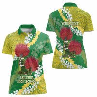 Personalized Leilehua Hawaii High School Women Polo Shirt Puakenikeni Lei Hawaiian Pattern - Polynesian Pride