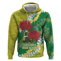 Personalized Leilehua Hawaii High School Zip Hoodie Puakenikeni Lei Hawaiian Pattern - Polynesian Pride