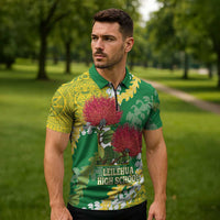 Personalized Leilehua Hawaii High School Zipper Polo Shirt Puakenikeni Lei Hawaiian Pattern - Polynesian Pride