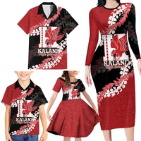 Personalized Kalani Hawaii High School Family Matching Long Sleeve Bodycon Dress and Hawaiian Shirt Puakenikeni Lei Hawaiian Pattern LT14 - Polynesian Pride