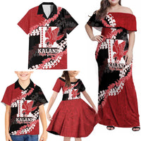 Personalized Kalani Hawaii High School Family Matching Off Shoulder Maxi Dress and Hawaiian Shirt Puakenikeni Lei Hawaiian Pattern LT14 - Polynesian Pride