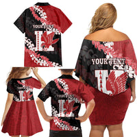 Personalized Kalani Hawaii High School Family Matching Off Shoulder Short Dress and Hawaiian Shirt Puakenikeni Lei Hawaiian Pattern LT14 - Polynesian Pride