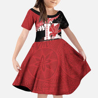 Personalized Kalani Hawaii High School Family Matching Summer Maxi Dress and Hawaiian Shirt Puakenikeni Lei Hawaiian Pattern LT14 Daughter's Dress Red - Polynesian Pride