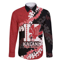Personalized Kalani Hawaii High School Family Matching Summer Maxi Dress and Hawaiian Shirt Puakenikeni Lei Hawaiian Pattern LT14 Dad's Shirt - Long Sleeve Red - Polynesian Pride