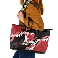 Personalized Kalani Hawaii High School Leather Tote Bag Puakenikeni Lei Hawaiian Pattern - Polynesian Pride