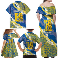 Personalized Kaiser Hawaii High School Family Matching Off Shoulder Maxi Dress and Hawaiian Shirt Puakenikeni Lei Hawaiian Pattern - Polynesian Pride