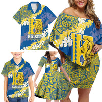 Personalized Kaiser Hawaii High School Family Matching Off Shoulder Short Dress and Hawaiian Shirt Puakenikeni Lei Hawaiian Pattern LT14 - Polynesian Pride