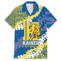 Personalized Kaiser Hawaii High School Family Matching Short Sleeve Bodycon Dress and Hawaiian Shirt Puakenikeni Lei Hawaiian Pattern LT14 Dad's Shirt - Short Sleeve Blue - Polynesian Pride