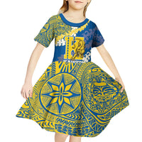 Personalized Kaiser Hawaii High School Kid Short Sleeve Dress Puakenikeni Lei Hawaiian Pattern - Polynesian Pride