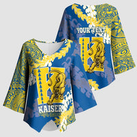 Personalized Kaiser Hawaii High School Kimono Sleeve Blouse Puakenikeni Lei Hawaiian Pattern - Polynesian Pride