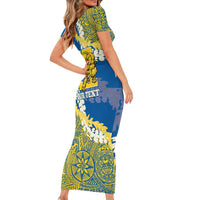 Personalized Kaiser Hawaii High School Short Sleeve Bodycon Dress Puakenikeni Lei Hawaiian Pattern - Polynesian Pride