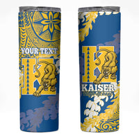 Personalized Kaiser Hawaii High School Skinny Tumbler Puakenikeni Lei Hawaiian Pattern - Polynesian Pride