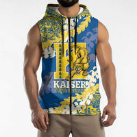 Personalized Kaiser Hawaii High School Sleeveless Zip Hoodie Puakenikeni Lei Hawaiian Pattern - Polynesian Pride