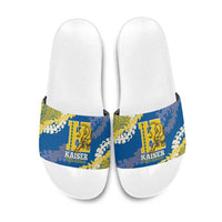 Kaiser Hawaii High School Slide Sandals Puakenikeni Lei Hawaiian Pattern - Polynesian Pride