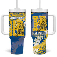 Personalized Kaiser Hawaii High School Tumbler With Handle Puakenikeni Lei Hawaiian Pattern - Polynesian Pride