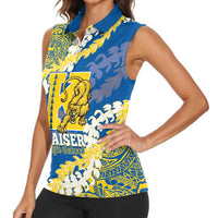 Personalized Kaiser Hawaii High School Women Sleeveless Polo Shirt Puakenikeni Lei Hawaiian Pattern - Polynesian Pride
