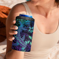 Purple Paradise Hawaiian Tribal Hammerhead Shark 4 in 1 Can Cooler Tumbler