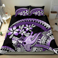 Purple Polynesian Bedding Set Hammerhead Shark Tattoo Royal Plumeria Gradient Vibes LT14 - Polynesian Pride