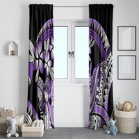 Purple Polynesian Window Curtain Hammerhead Shark Tattoo Royal Plumeria Gradient Vibes LT14 - Polynesian Pride