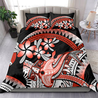 Red Polynesian Bedding Set Hammerhead Shark Tattoo Royal Plumeria Gradient Vibes LT14 - Polynesian Pride