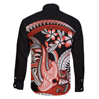 Red Polynesian Family Matching Tank Maxi Dress and Hawaiian Shirt Hammerhead Shark Tattoo Royal Plumeria Gradient Vibes LT14 - Polynesian Pride