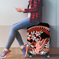 Red Polynesian Luggage Cover Hammerhead Shark Tattoo Royal Plumeria Gradient Vibes LT14 - Polynesian Pride