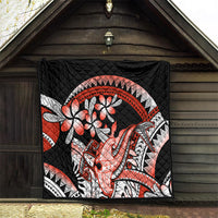 Red Polynesian Quilt Hammerhead Shark Tattoo Royal Plumeria Gradient Vibes LT14 - Polynesian Pride