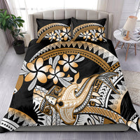 Gold Polynesian Hammerhead Shark Tattoo Bedding Set Royal Plumeria Gradient Vibes LT14 - Polynesian Pride