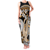 Gold Polynesian Hammerhead Shark Tattoo Family Matching Tank Maxi Dress and Hawaiian Shirt Royal Plumeria Gradient Vibes LT14 Mom's Dress Gold - Polynesian Pride