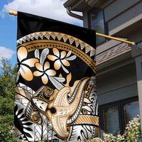 Gold Polynesian Hammerhead Shark Tattoo Garden Flag Royal Plumeria Gradient Vibes LT14 - Polynesian Pride