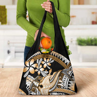 Gold Polynesian Hammerhead Shark Tattoo Grocery Bag Royal Plumeria Gradient Vibes