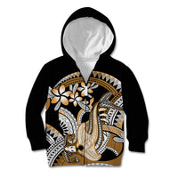 Gold Polynesian Hammerhead Shark Tattoo Kid Hoodie Royal Plumeria Gradient Vibes LT14 Zip Hoodie Gold - Polynesian Pride