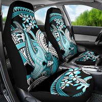 Turquoise Polynesian Hammerhead Shark Tattoo Car Seat Cover Royal Plumeria Gradient Vibes LT14 - Polynesian Pride
