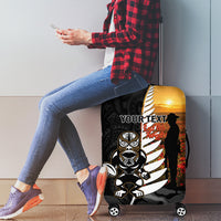 Custom New Zealand Silver Fern Rugby ANZAC Day Luggage Cover 2024 All Black Tiki Mascot LT14 - Polynesian Pride