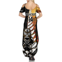 Custom New Zealand Silver Fern Rugby ANZAC Day Summer Maxi Dress 2024 All Black Tiki Mascot LT14 - Polynesian Pride