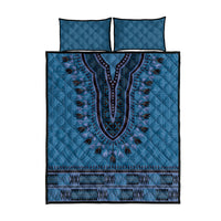 Blue African Dashiki With Fijian Tapa Pattern Quilt Bed Set