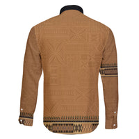 Brown African Dashiki With Fijian Tapa Pattern Family Matching Off Shoulder Short Dress and Hawaiian Shirt