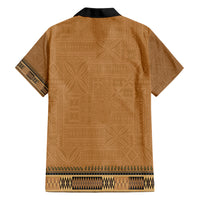 Brown African Dashiki With Fijian Tapa Pattern Family Matching Short Sleeve Bodycon Dress and Hawaiian Shirt