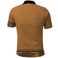 Brown African Dashiki With Fijian Tapa Pattern Polo Shirt