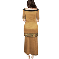 Brown African Dashiki With Fijian Tapa Pattern Puletasi