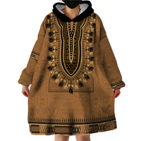 Brown African Dashiki With Fijian Tapa Pattern Wearable Blanket Hoodie