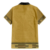 Gold African Dashiki With Fijian Tapa Pattern Family Matching Mermaid Dress and Hawaiian Shirt LT14 - Polynesian Pride