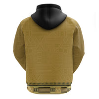 Gold African Dashiki With Fijian Tapa Pattern Zip Hoodie
