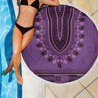 Purple African Dashiki With Fijian Tapa Pattern Beach Blanket