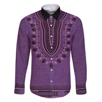 Purple African Dashiki With Fijian Tapa Pattern Family Matching Mermaid Dress and Hawaiian Shirt LT14 Dad's Shirt - Long Sleeve Purple - Polynesian Pride